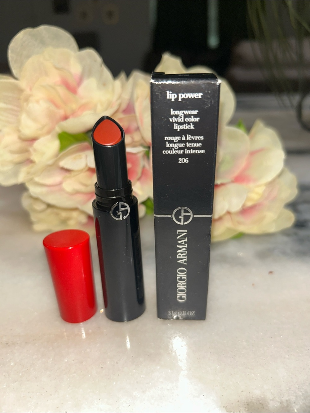 Giorgio Armani Lip Power Longwear Lipstick - Warm Red (206)